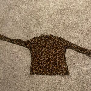 Leopard Print MeshLong Sleeve Top
